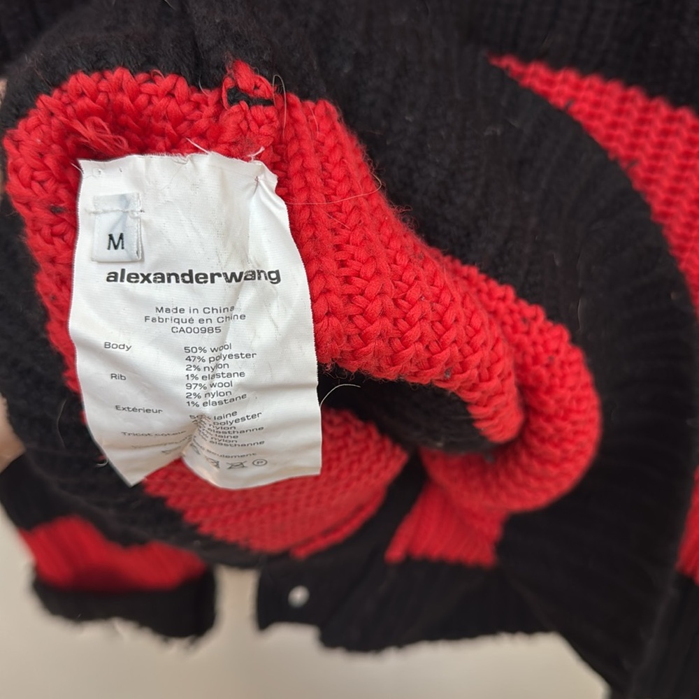 Alexander Wang Black and Red Striped Cardigan Sweater - Picture 5 of 5